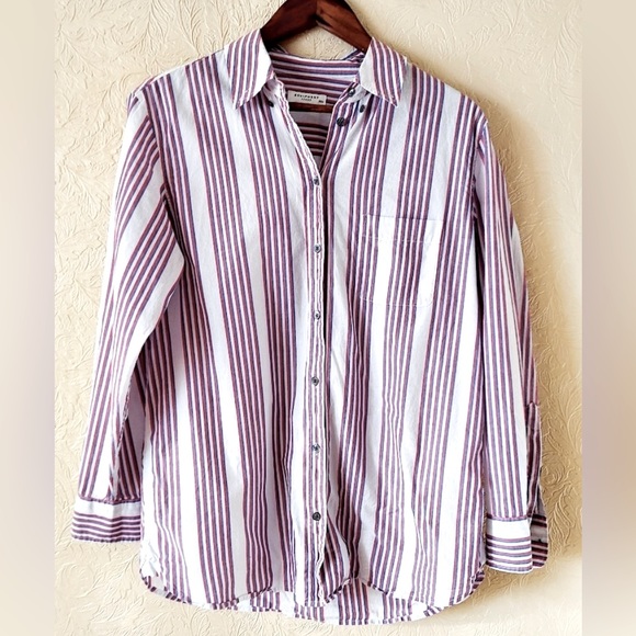 Equipment Margaux Striped Button Down Shirt 100% Cotton Red Blue Sz Medium - Picture 2 of 6